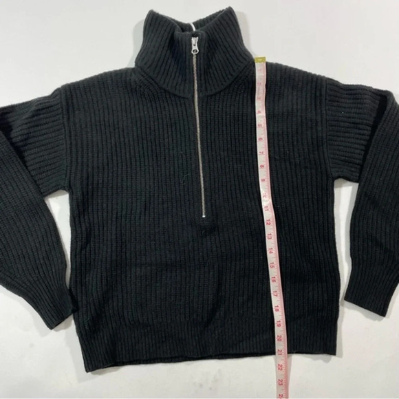 New Everlane The Felted Merino Half Zip Sweater Black - Picture 7 of 8